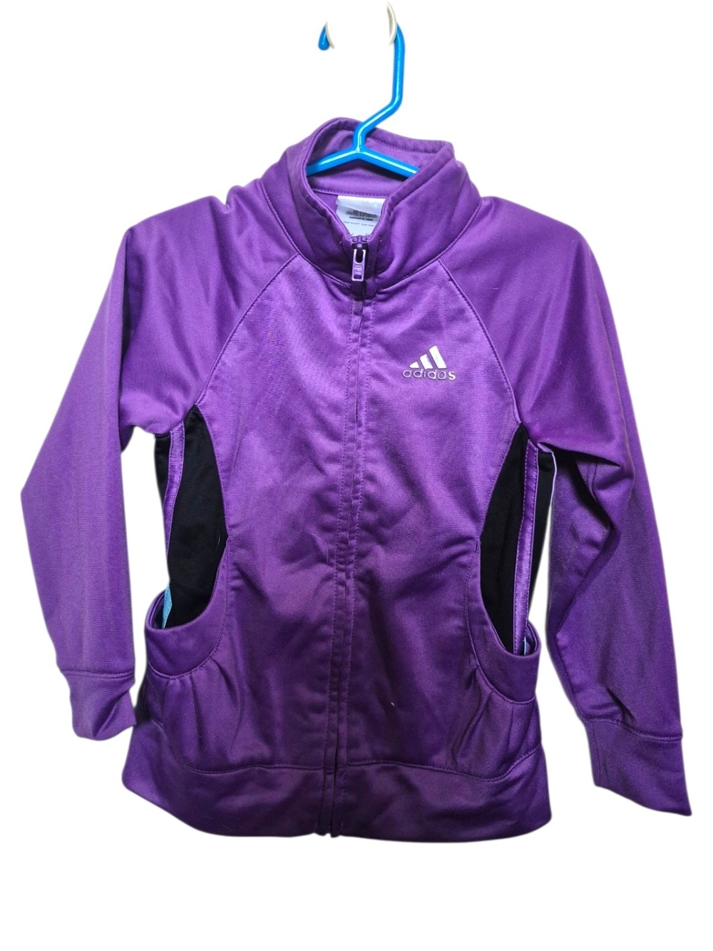 adidas Purple Full-Zip Girls' Athletic Jacket with Black Panels